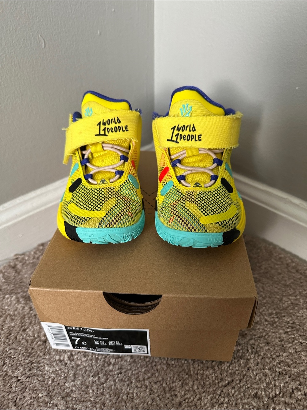Nike Kids Yellow and Teal Sneakers
